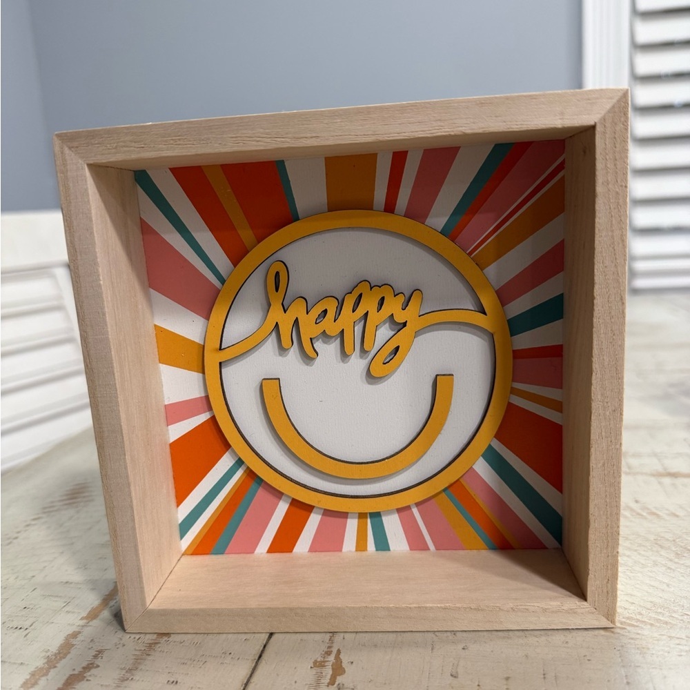 “Happy” Wooden 3D sign